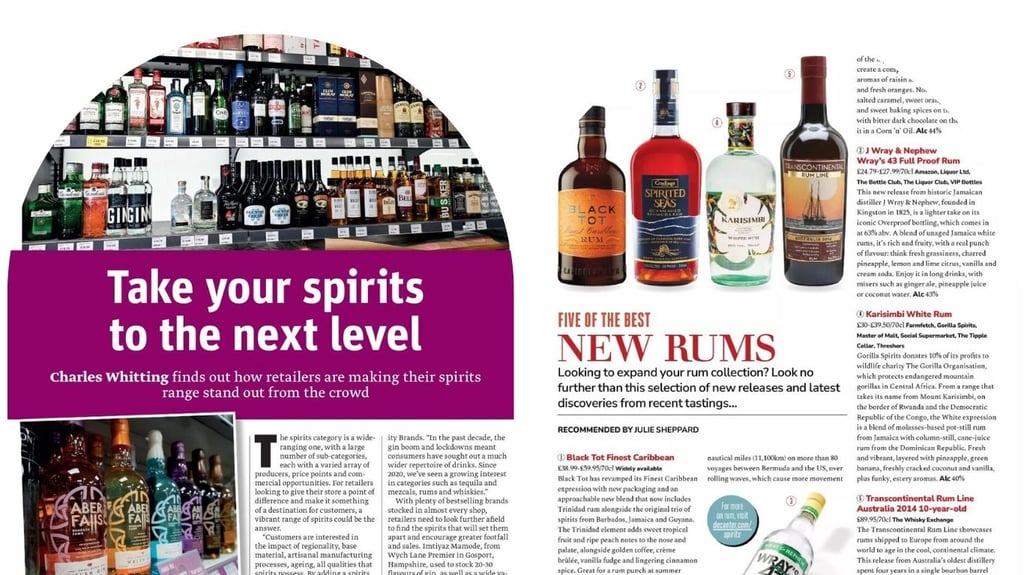 Trade and Communications press - decanter magazine and the spirit business for food and drink trade PR